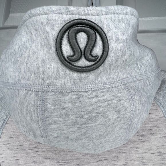 Lululemon Scuba Full Zip Hoodie Size 4 Pink Gray Big embroidered logo on hood. - Picture 6 of 8